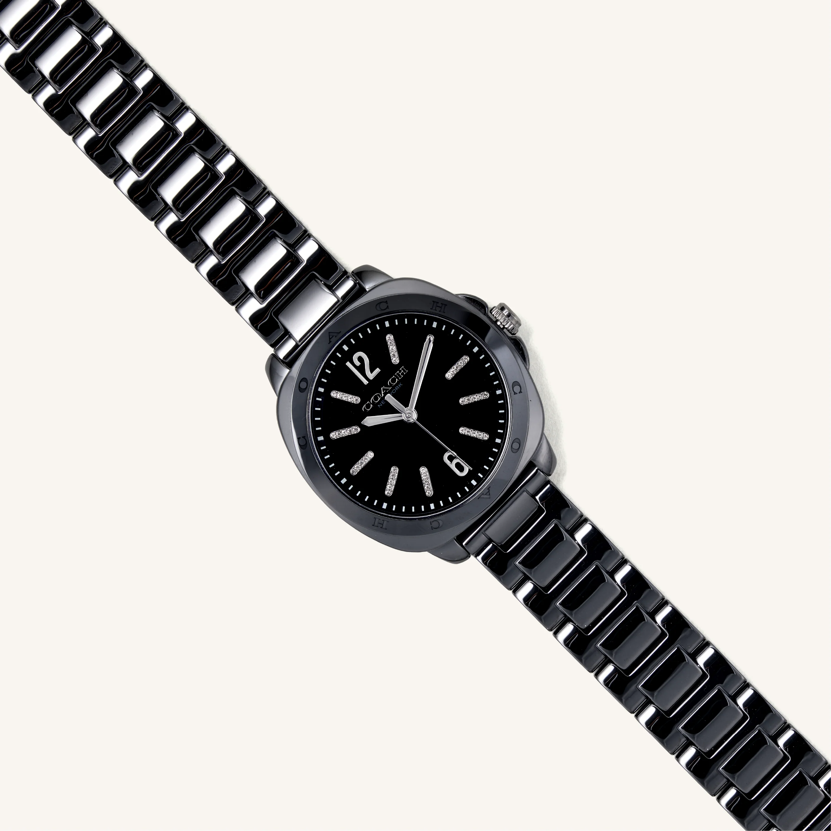 Coach Watch Kitt Black & Crystal Markers 14504412 - Image 2