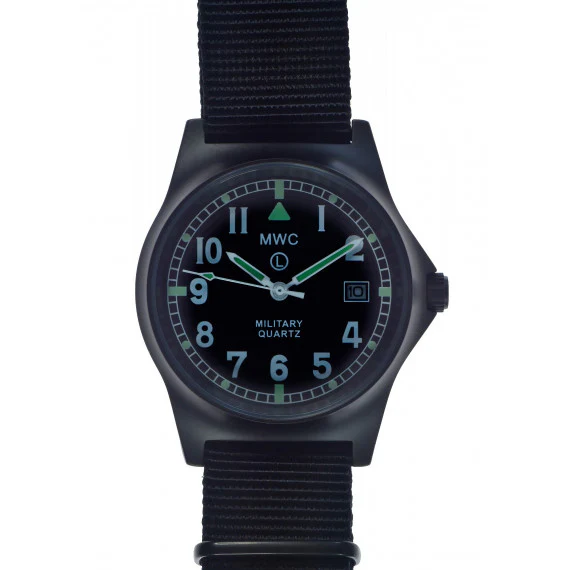 MWC G10 100m PVD Stealth Military Watch with Solid Strap Bars, 10 Year Battery Life, Screw Crown & Caseback