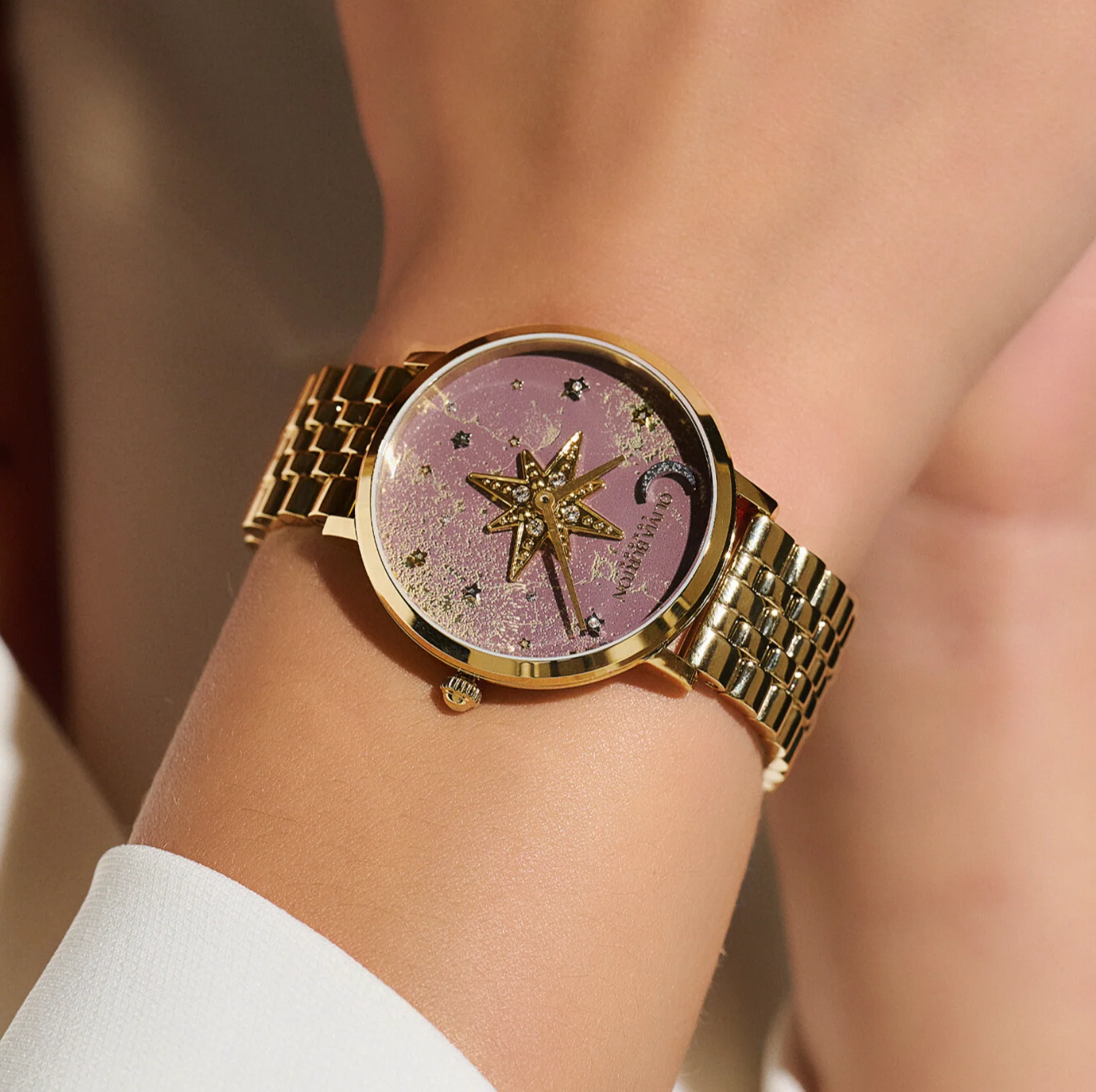 Olivia Burton Celestial 35mm Nova Slim Mushroom & Gold Bracelet Watch 24000079 - Image 3