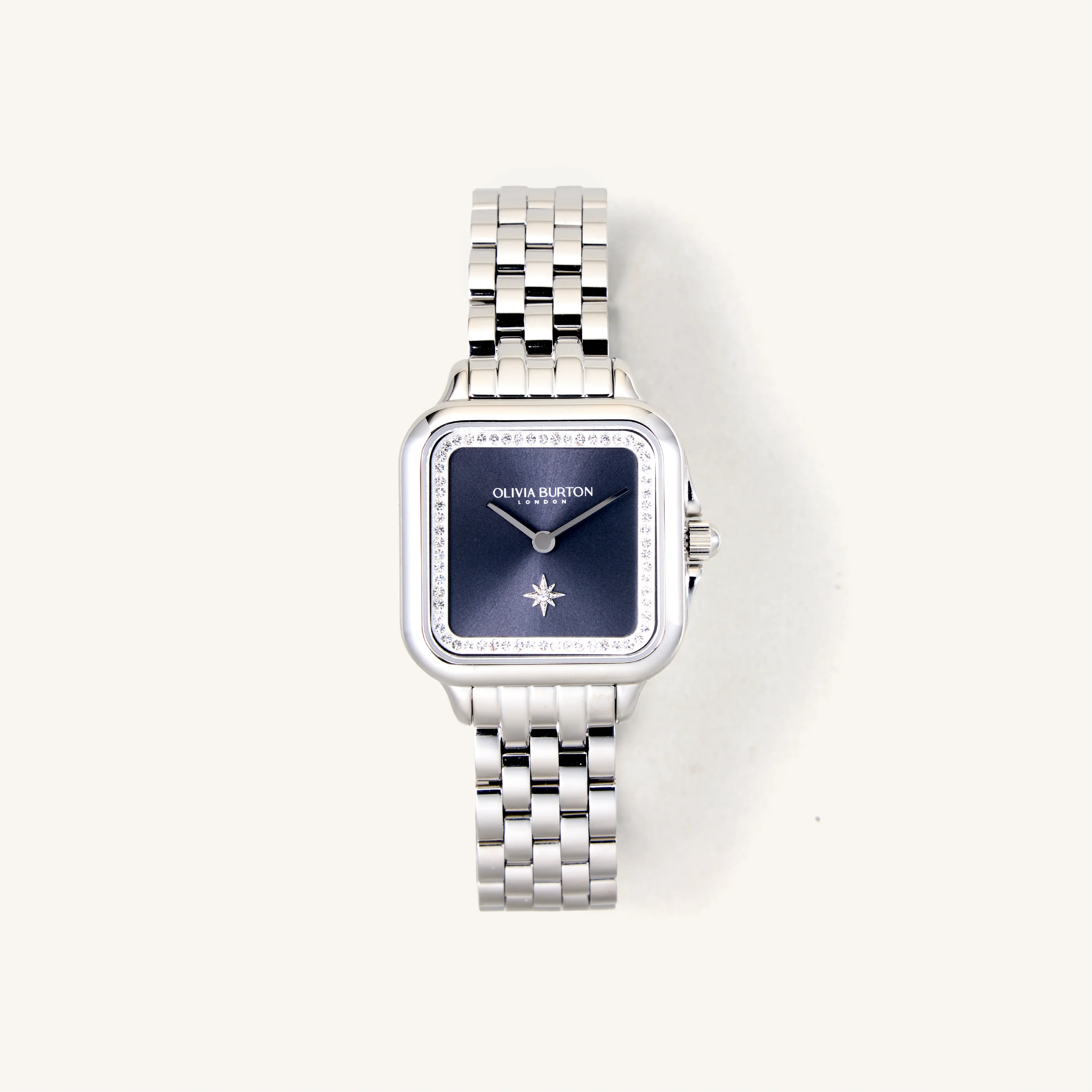 Olivia Burton Watch Classic 28mm Grosvenor Blue & Silver Bracelet 24000083