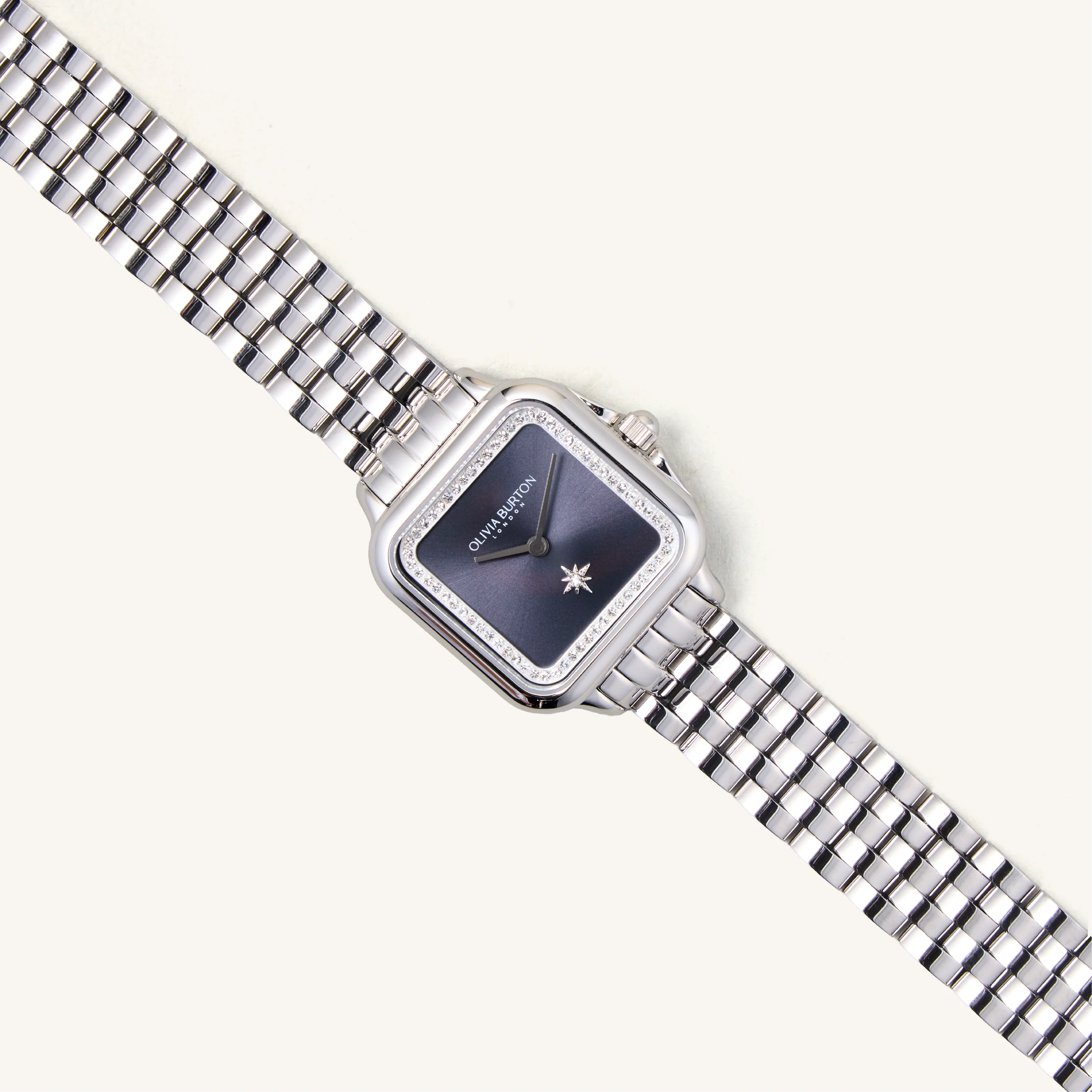 Olivia Burton Watch Classic 28mm Grosvenor Blue & Silver Bracelet 24000083 - Image 2