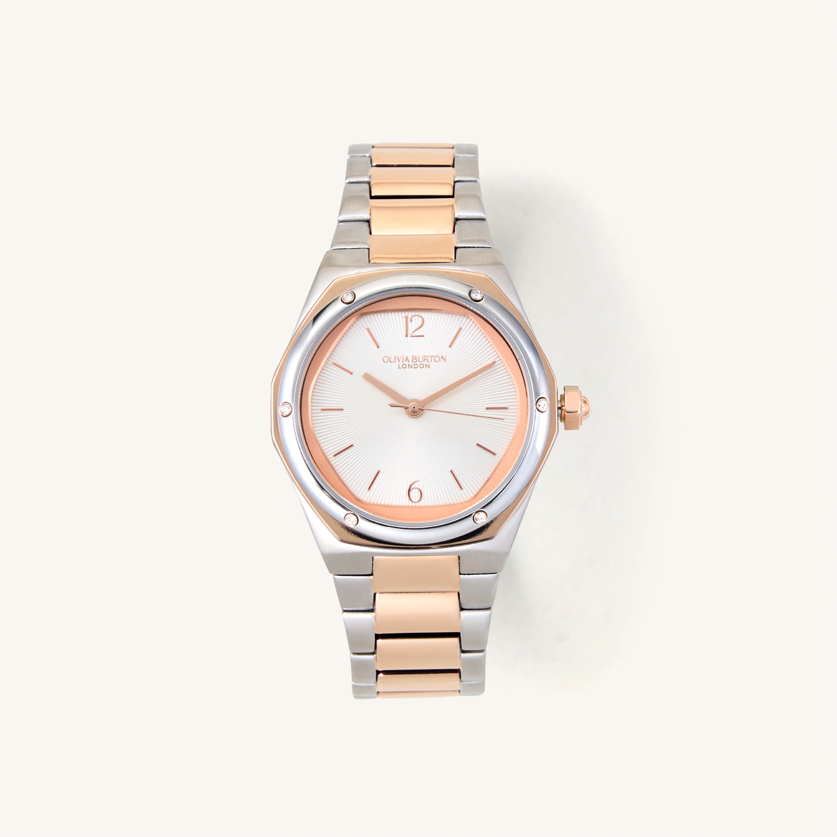 Olivia Burton Watch Sports Luxe 33mm Hexa White & Two Tone Bracelet 24000233